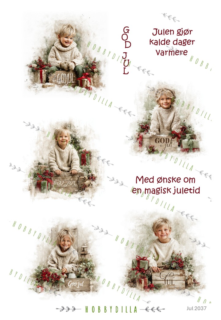Motivark Jul 2037 M Gutter med God Jul - Bilde 1