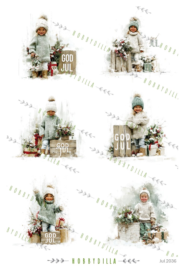 Motivark Jul 2036 M Vinterbarn med God Jul - Bilde 1
