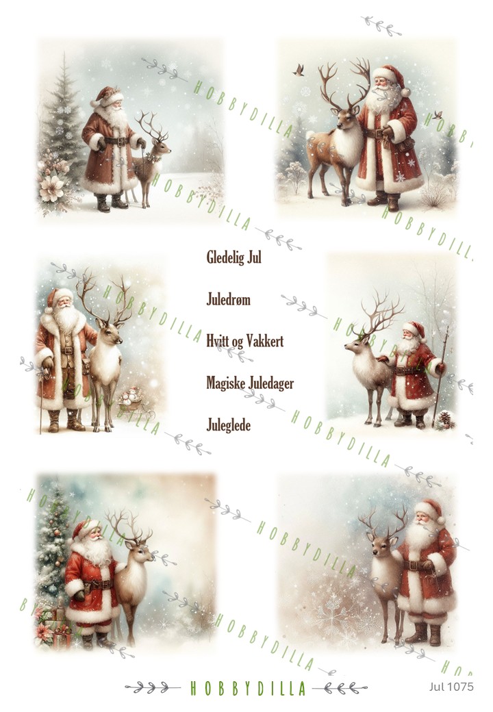 Motivark Jul 1075 M Vintage Nisse med Reinsdyr watermark - Bilde 1