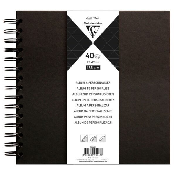 Clairefontaine Album Sort – 185g 40ark – 20x20cm