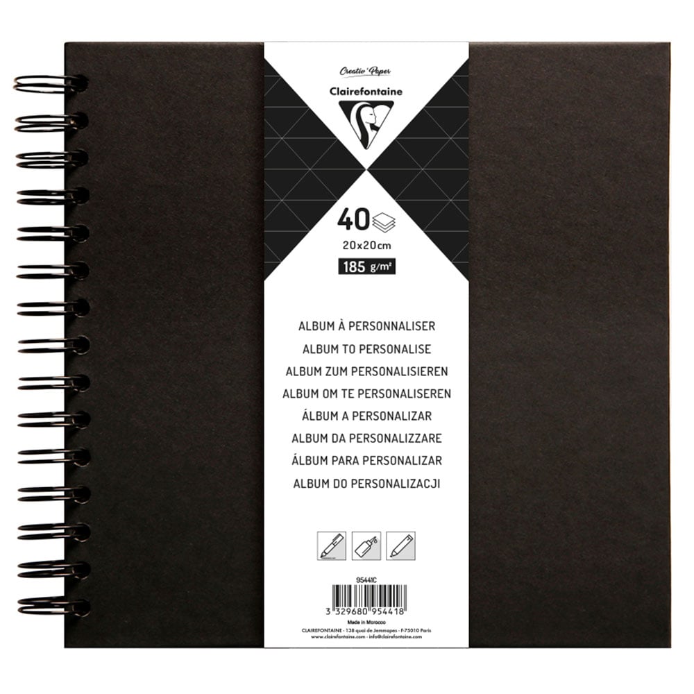 Clairefontaine Album Sort – 185g 40ark – 20x20cm - Bilde 1