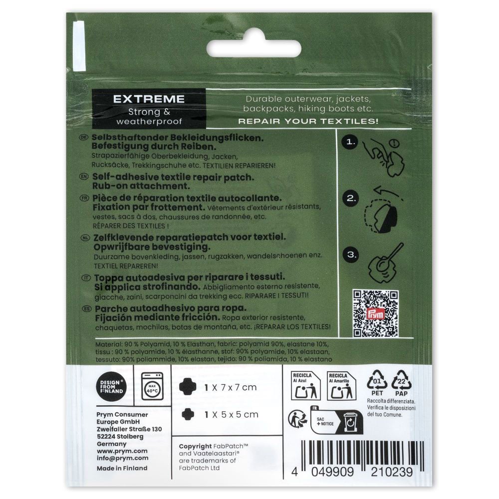 Prym FabPatch Reparasjonslapp EXTREME – Sort – 2stk