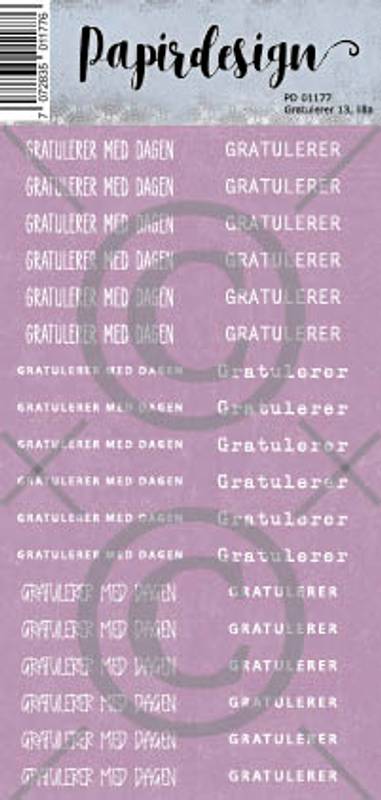 Papirdesign Klistremerke - Gratulerer 13, Lilla