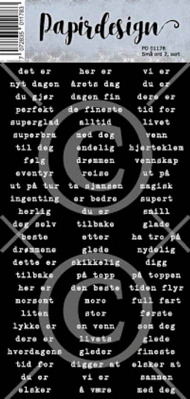Papirdesign Klistremerke  Små ord 2, Sort