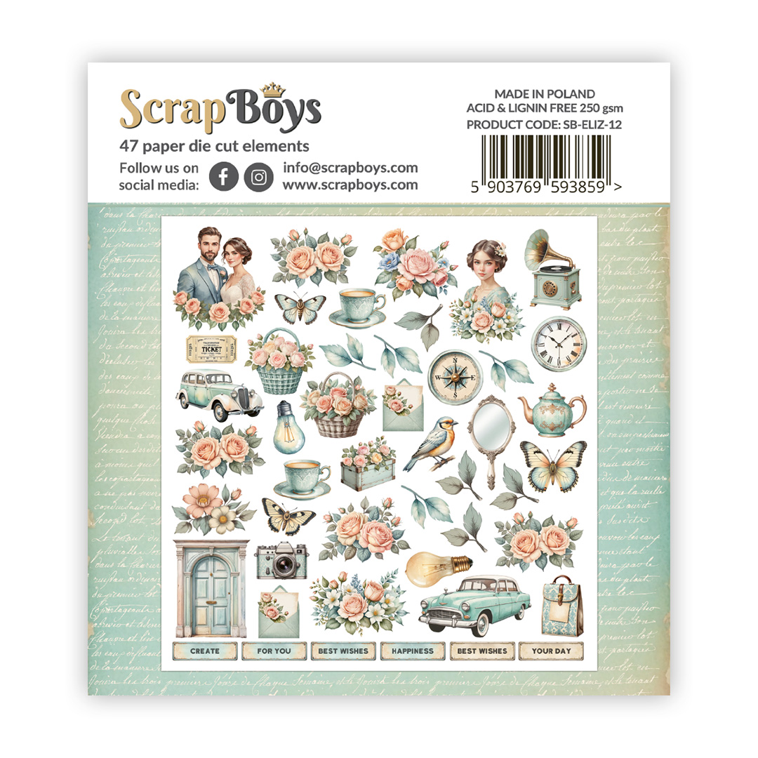 ScrapBoys Elizabeth  SB-ELIZ-12 Die Cuts 47pcs - Bilde 2