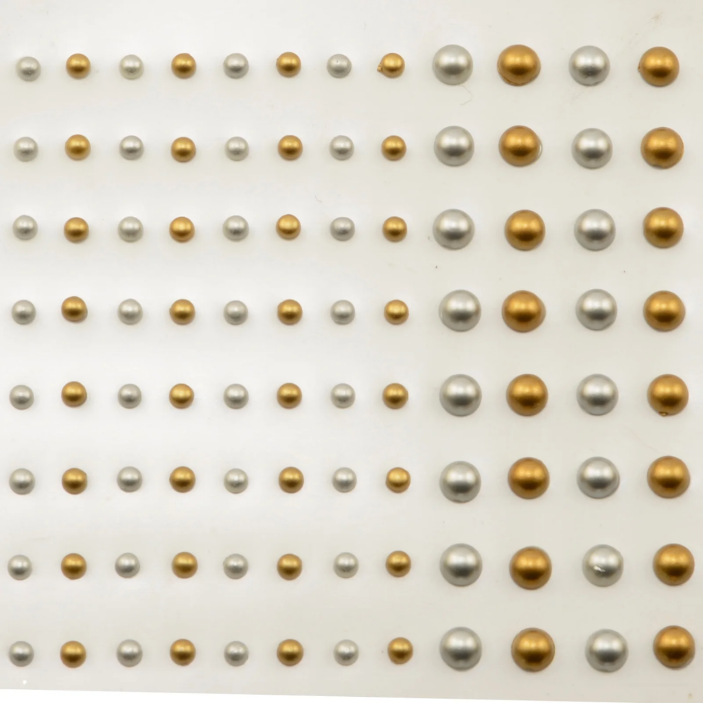 Vaessen Creative Selvklebende Halvperler 3mm&5mm Gull&Sølv Metallic 108stk