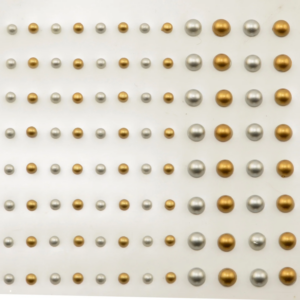 Vaessen Creative Selvklebende Halvperler 3mm&5mm Gull&Sølv Metallic 108stk - Bilde 1