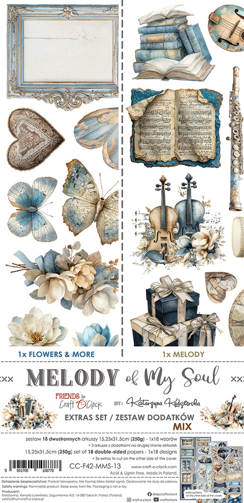 Craft O`Clock Melody of my soul Mix Sett med 18 stk Klippeark