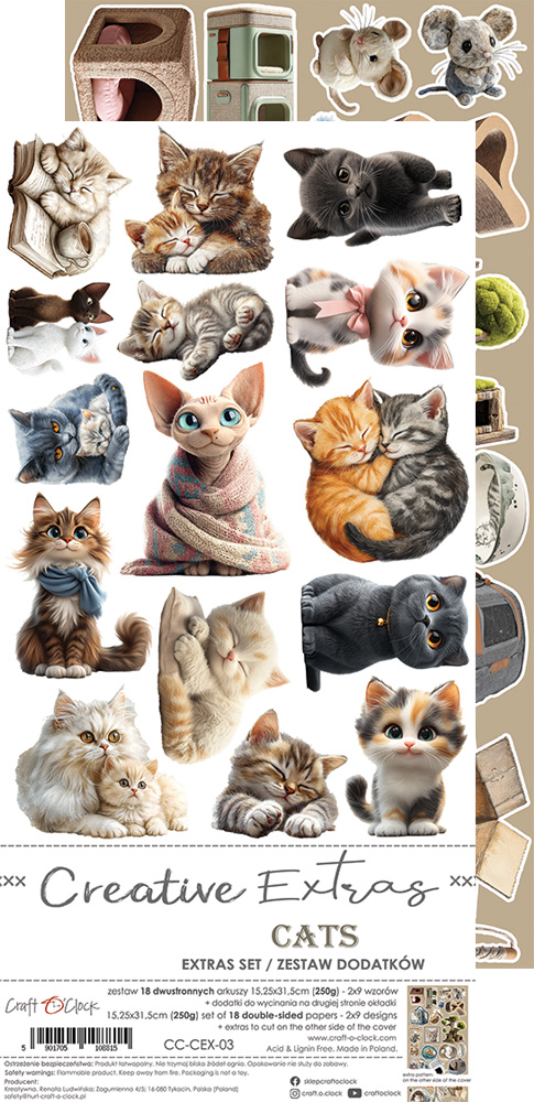 Craft O`Clock Lovely Pets Mix Sett med 18 stk Klippeark