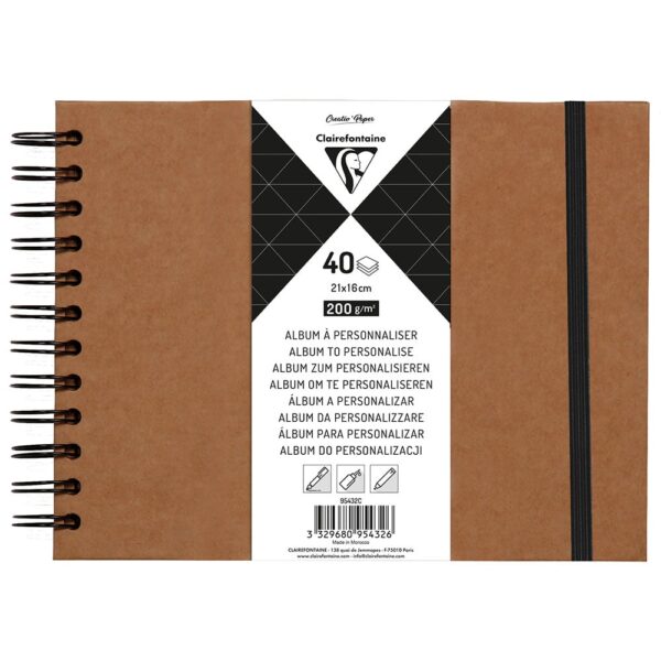 Clairefontaine Album m/strikk Kraft – 200g 40ark – 21x16cm