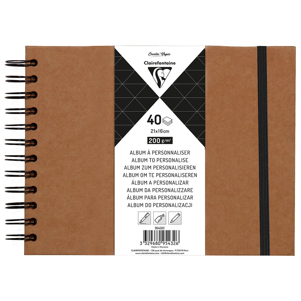 Clairefontaine Album m/strikk Kraft – 200g 40ark – 21x16cm - Bilde 1