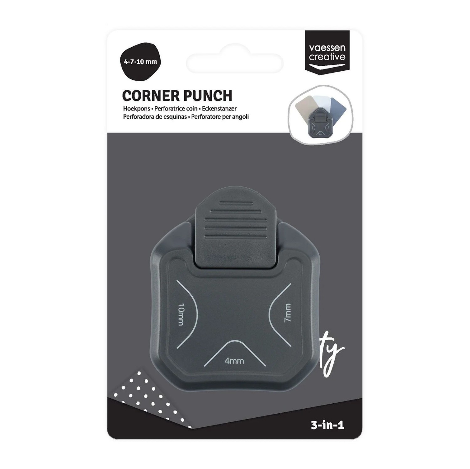 Vaessen Creative • 3-in-1 Corner Punch 4-7-10mm Graphite - Bilde 1