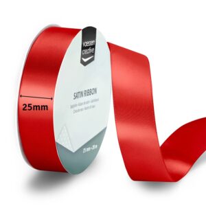 Silkebånd 1met X 2,5cm Rød - Bilde 2
