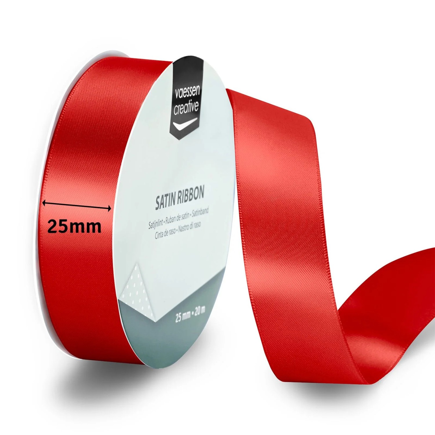 Silkebånd 1met X 2,5cm Rød - Bilde 2