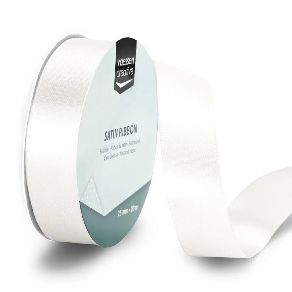 Silkebånd 1met X 2,5cm Hvit