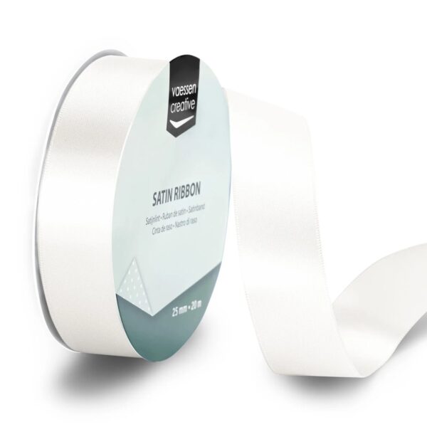 Silkebånd 1met X 2,5cm Hvit