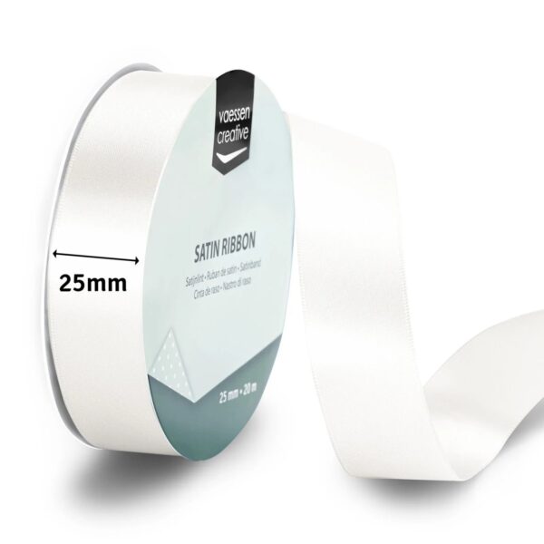 Silkebånd 1met X 2,5cm Hvit