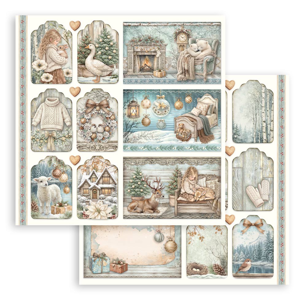 Stamperia White Christmas - 8”x8” blokk - Bilde 4