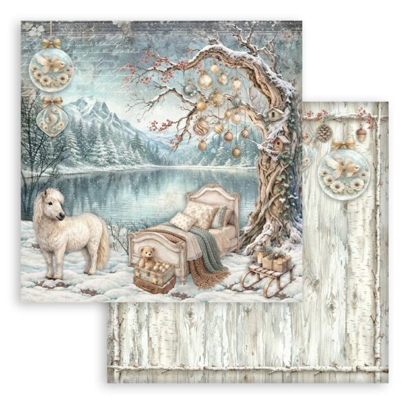Stamperia White Christmas - 8”x8” blokk