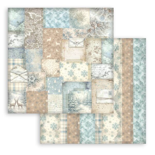 Stamperia White Christmas - 8”x8” bakgrunns blokk