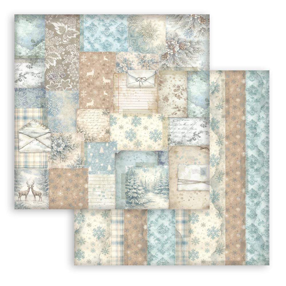 Stamperia White Christmas - 8”x8” bakgrunns blokk - Bilde 3