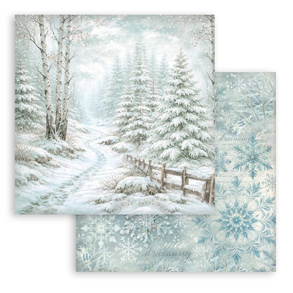 Stamperia White Christmas - Backgrounds 12x12 Blokk - Bilde 3