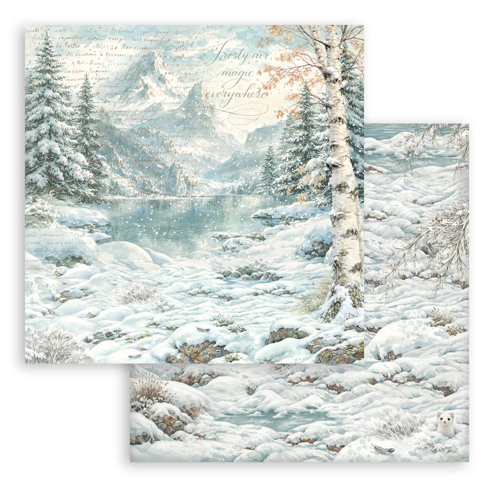 Stamperia White Christmas - Backgrounds 12x12 Blokk - Bilde 9