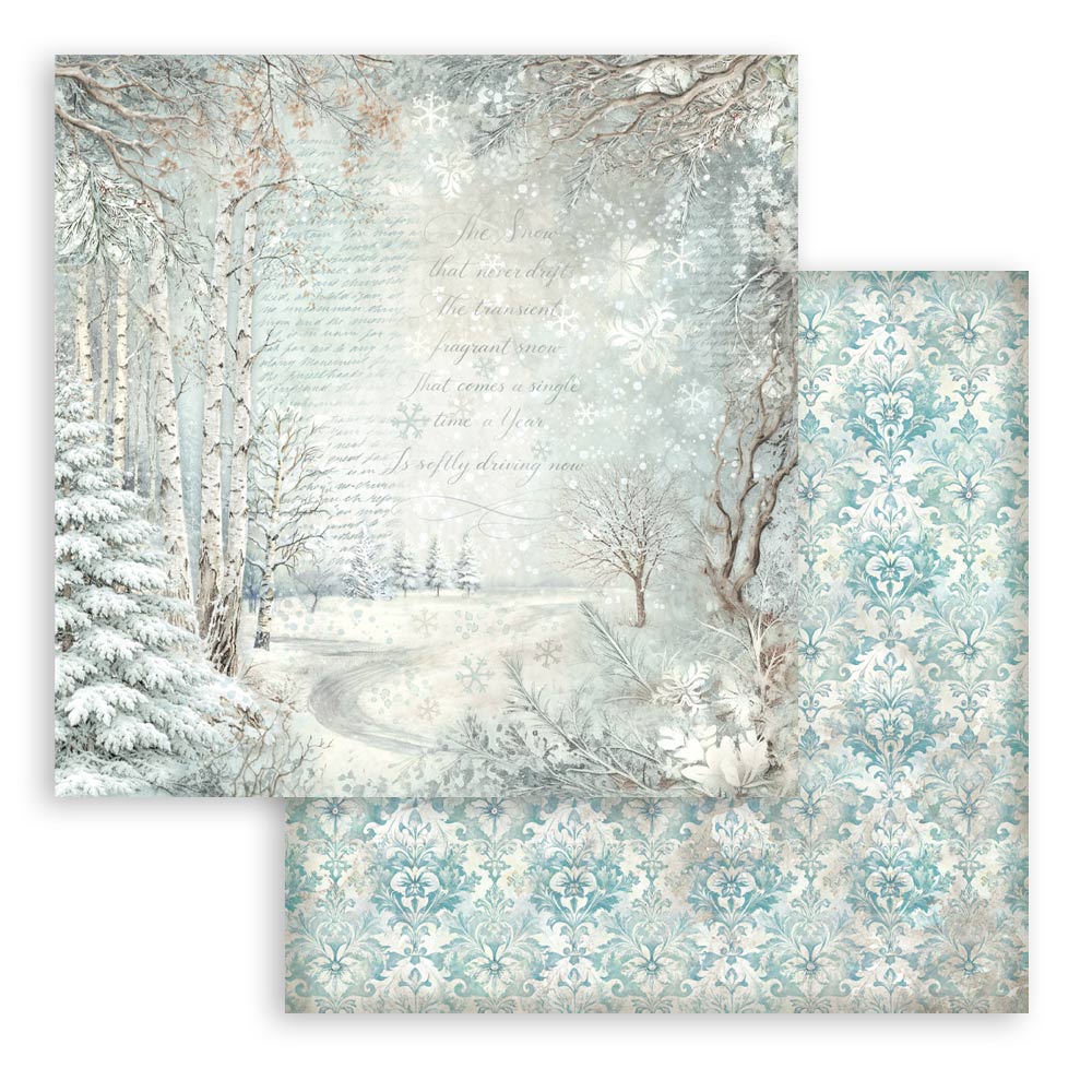 Stamperia White Christmas - Backgrounds 12x12 Blokk - Bilde 12