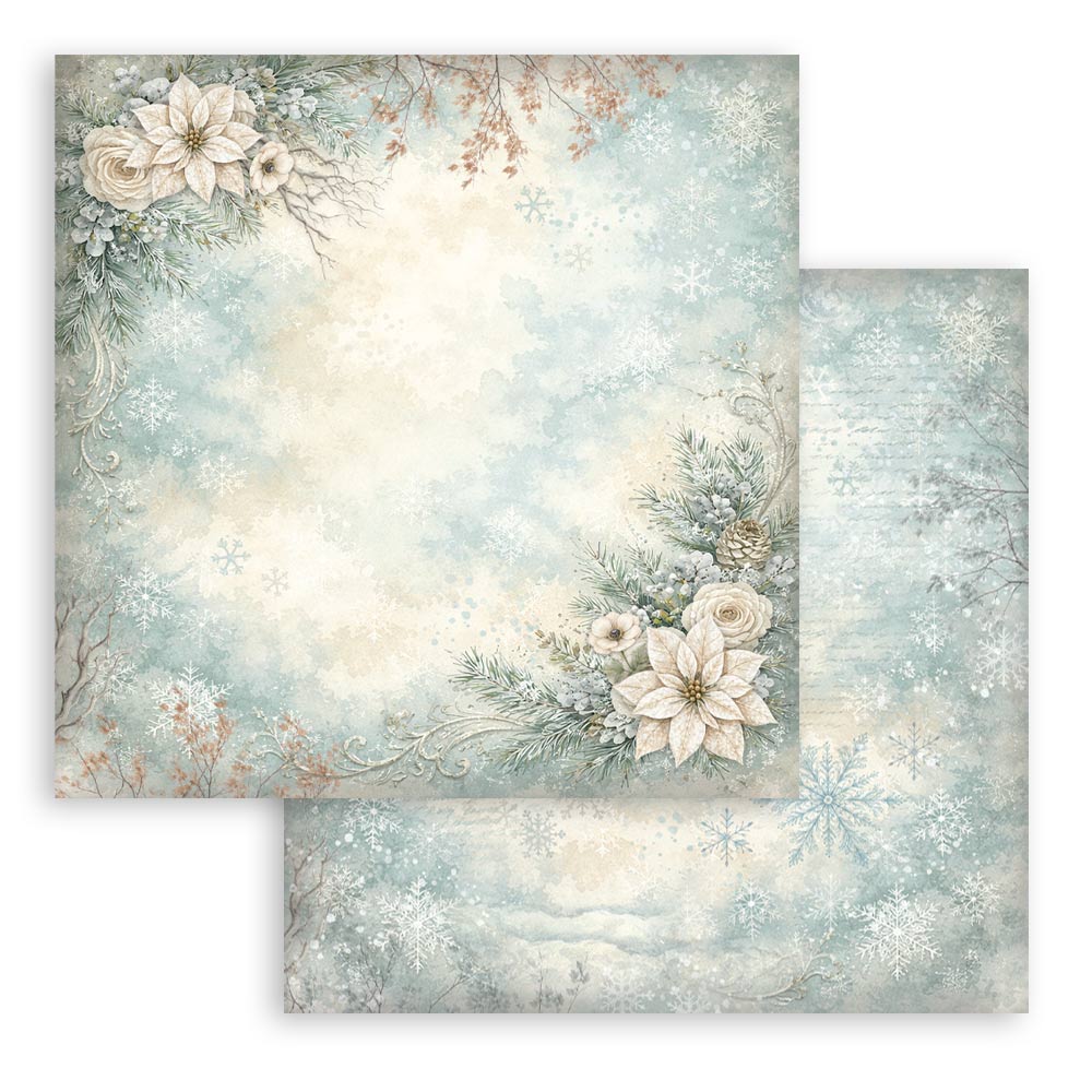 Stamperia White Christmas - Backgrounds 12x12 Blokk - Bilde 18
