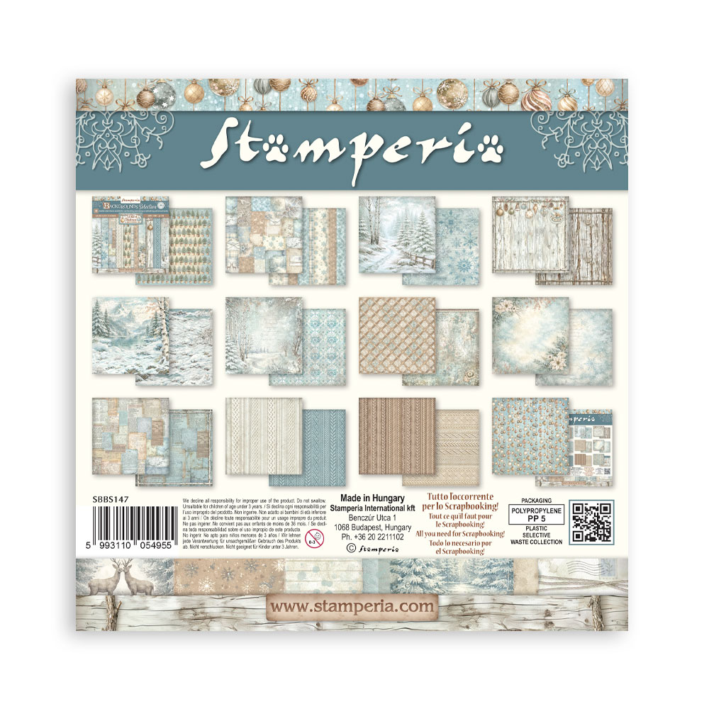 Stamperia White Christmas - 8”x8” bakgrunns blokk - Bilde 13