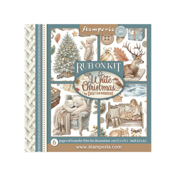 Stamperia White Christmas - Rub on kit 15x15 cm