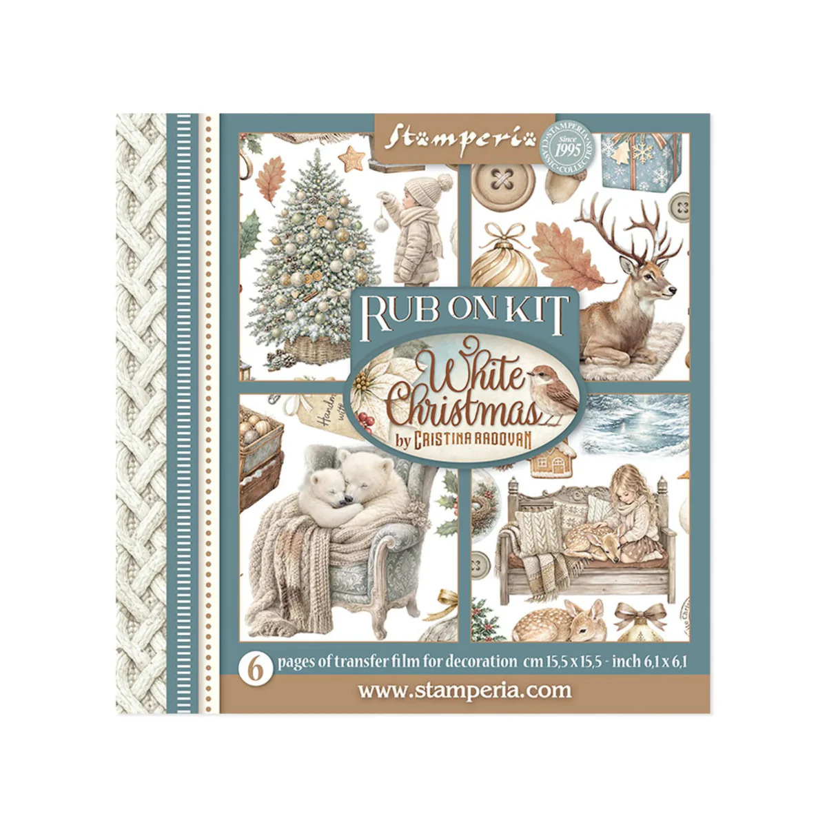 Stamperia White Christmas - Rub on kit 15x15 cm - Bilde 1