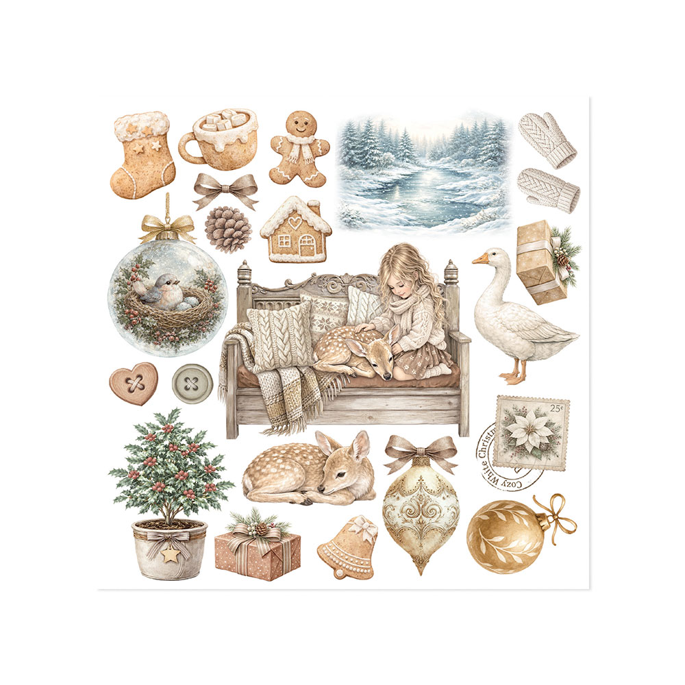 Stamperia White Christmas - Rub on kit 15x15 cm - Bilde 2