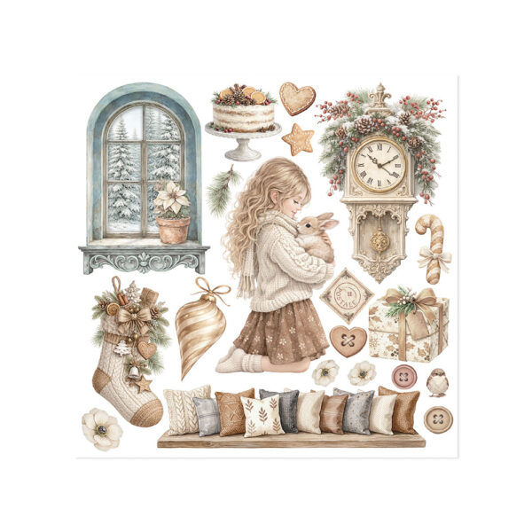 Stamperia White Christmas - Rub on kit 15x15 cm