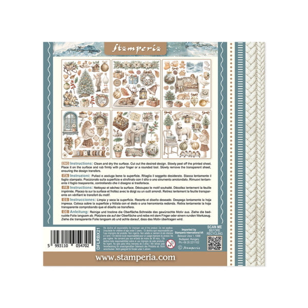 Stamperia White Christmas - Rub on kit 15x15 cm