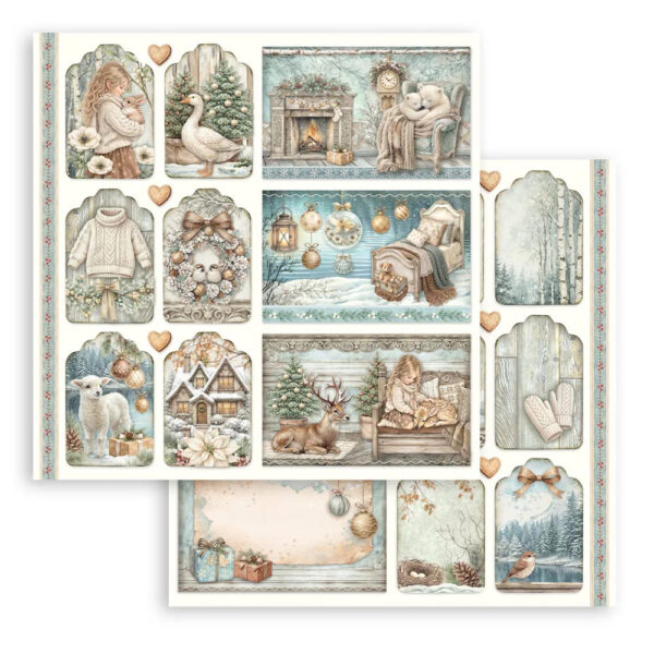 Stamperia White Christmas - Bilde og Tag ark SBB1159