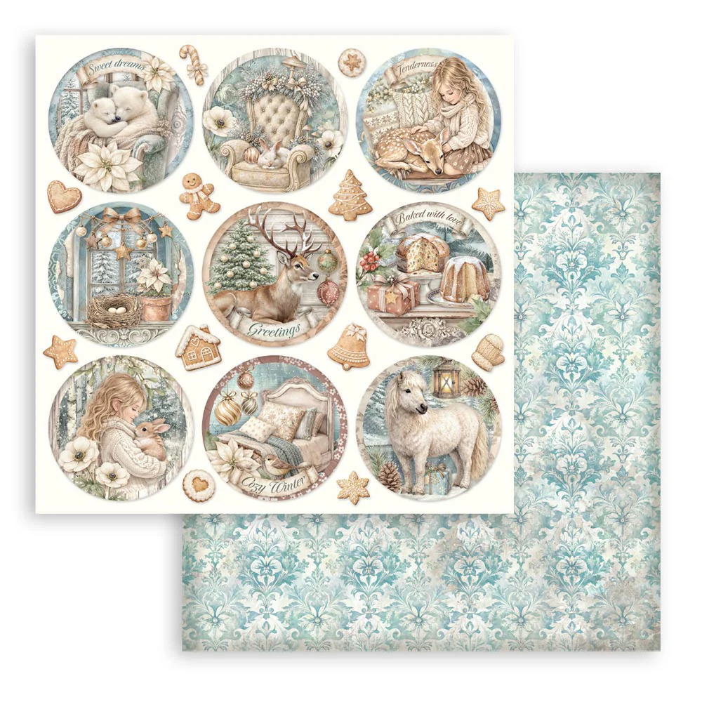 Stamperia White Christmas - Rounds SBB1160 - Bilde 1