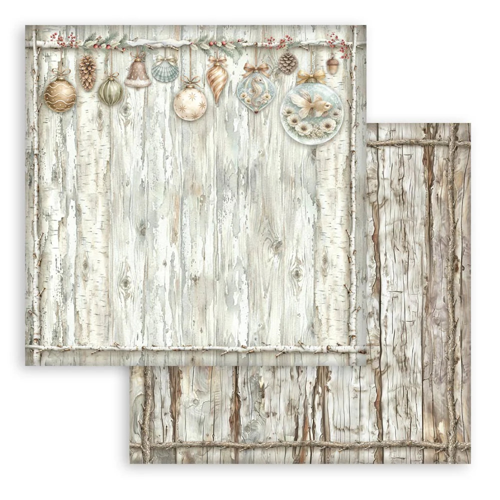 Stamperia White Christmas - Woden pattern SBB1162 - Bilde 1