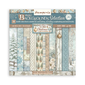 Stamperia White Christmas - Backgrounds 12x12 Blokk - Bilde 1