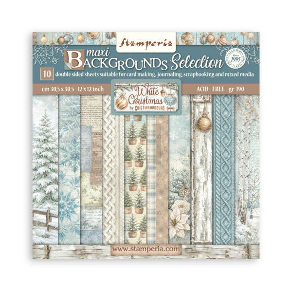 Stamperia White Christmas - Backgrounds 12x12 Blokk