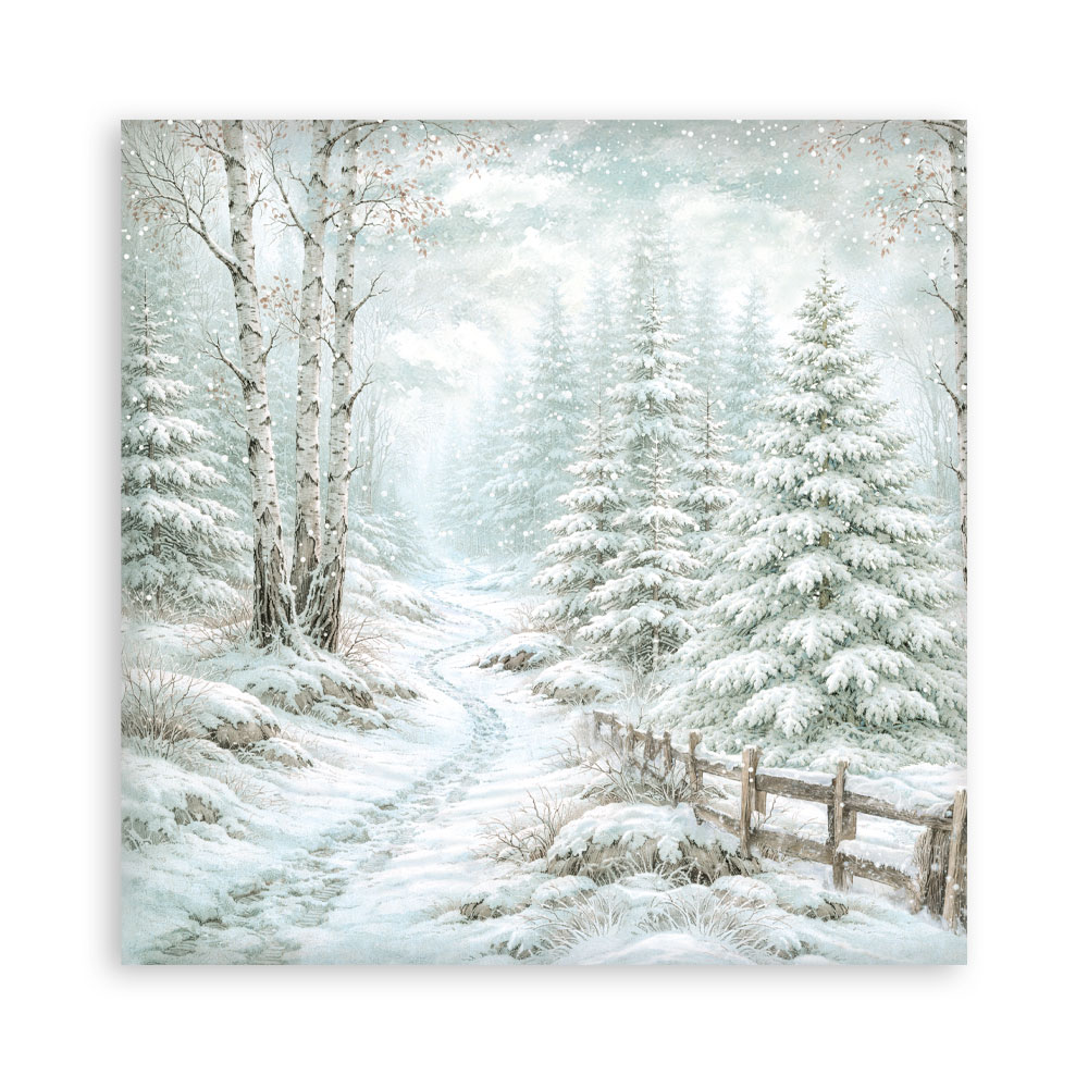 Stamperia White Christmas - Backgrounds 12x12 Blokk - Bilde 4