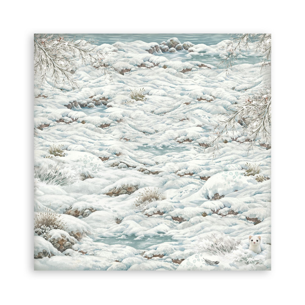 Stamperia White Christmas - Backgrounds 12x12 Blokk - Bilde 11