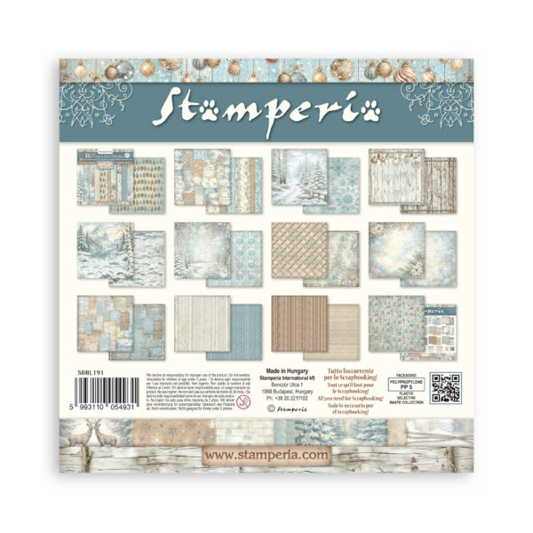 Stamperia White Christmas - Backgrounds 12x12 Blokk