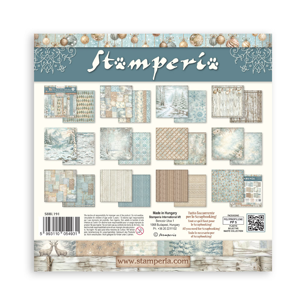 Stamperia White Christmas - Backgrounds 12x12 Blokk - Bilde 31