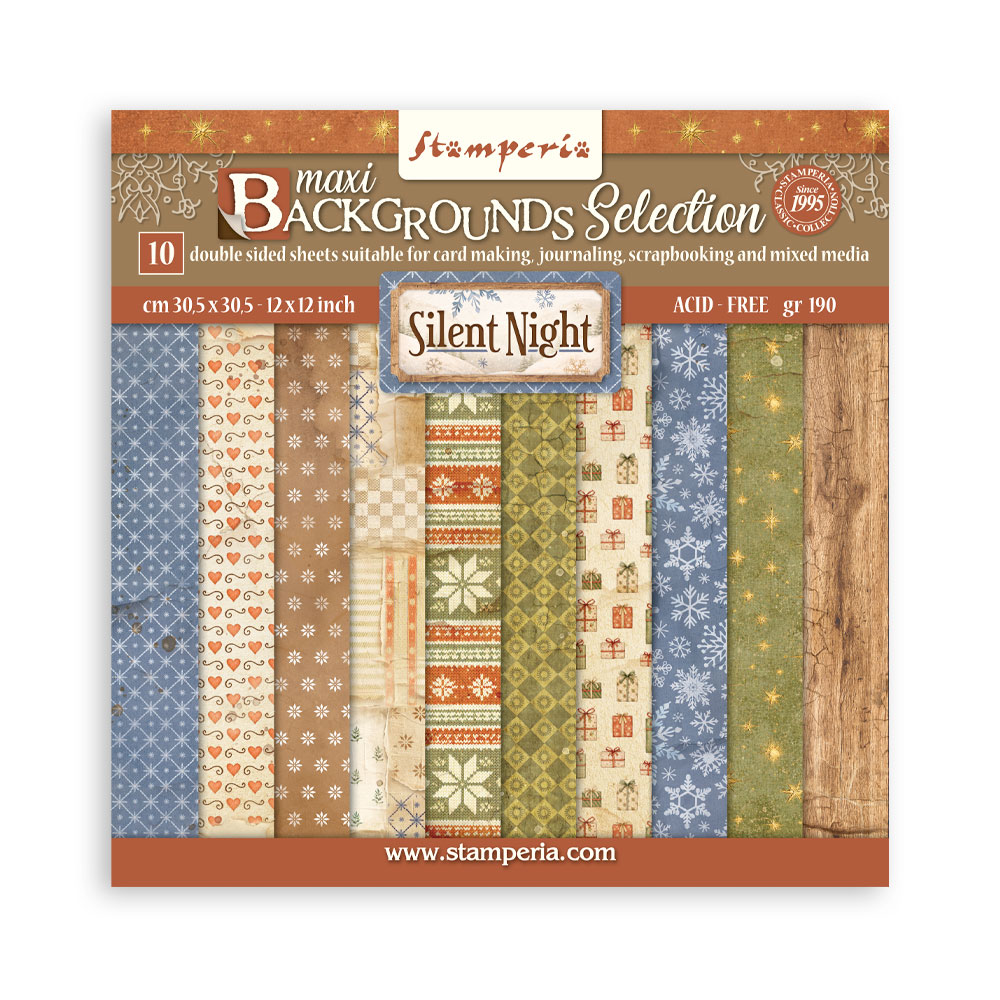 Stamperia Silent Night - Backgrounds 12x12 Blokk - Bilde 1