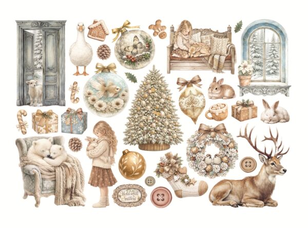 Stamperia White Christmas - Adhesive Ephemera