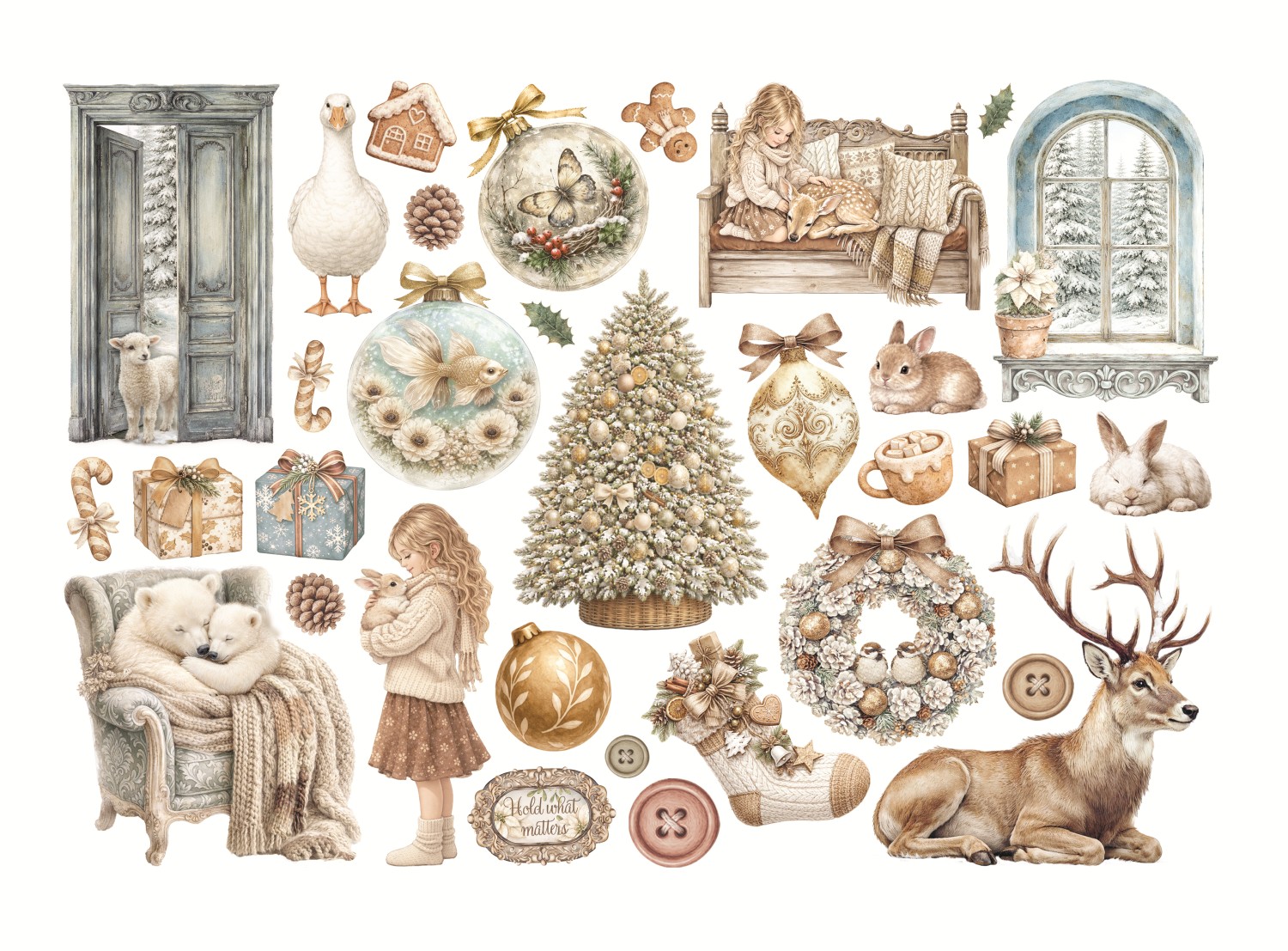 Stamperia White Christmas - Adhesive Ephemera - Bilde 2