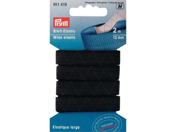 Prym Elastisk strikk 12mm – sort
