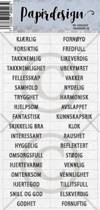Papirdesign Klistremerke - Takknemlighet