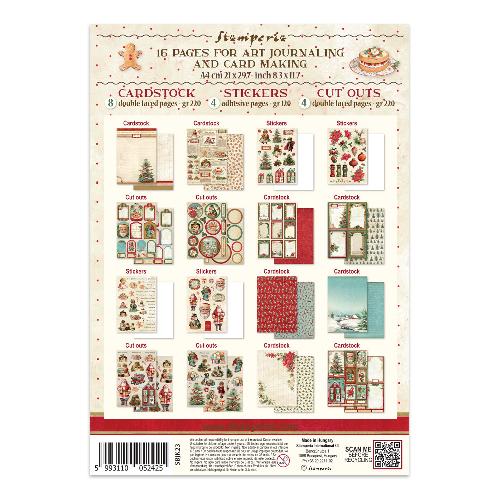 Stamperia  Classic Christmas - Art Junk journal A4 - Bilde 31